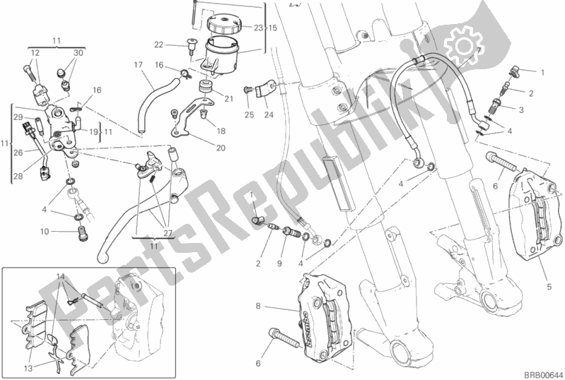 All parts for the Front Brake System of the Ducati Supersport Thailand 950 2019